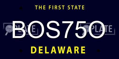 BOS75O Delaware License Plate