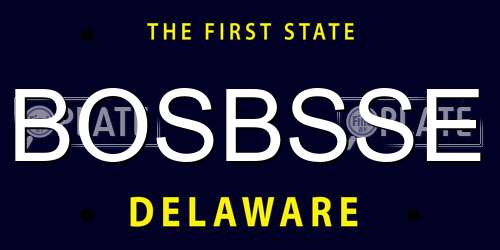 BOSBSSE Delaware License Plate