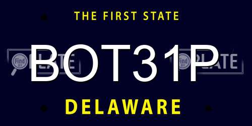 BOT31P Delaware License Plate