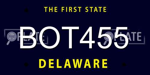 BOT455 Delaware License Plate