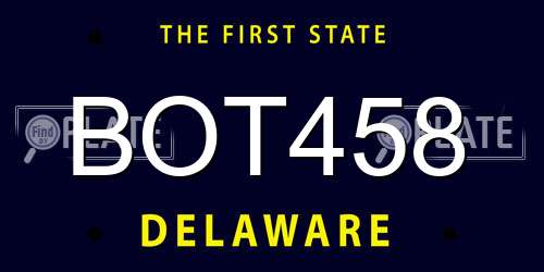 BOT458 Delaware License Plate
