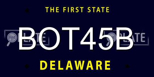 BOT45B Delaware License Plate