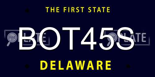 BOT45S Delaware License Plate