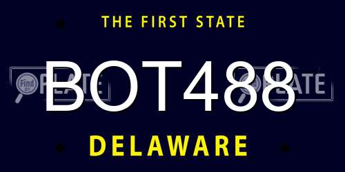 BOT488 Delaware License Plate