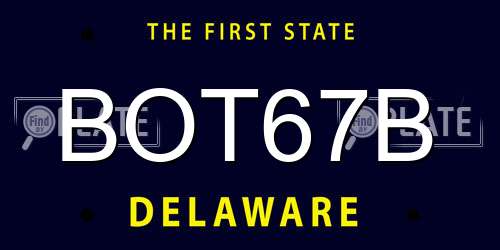 BOT67B Delaware License Plate