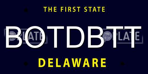 BOTDBTT Delaware License Plate
