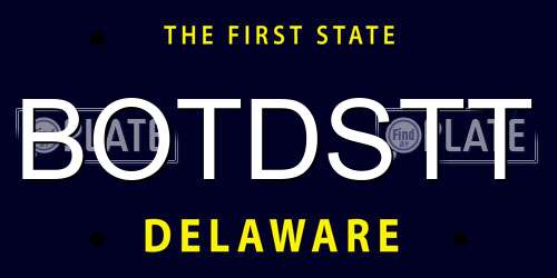 BOTDSTT Delaware License Plate