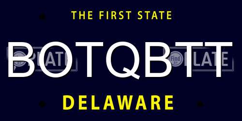 BOTQBTT Delaware License Plate