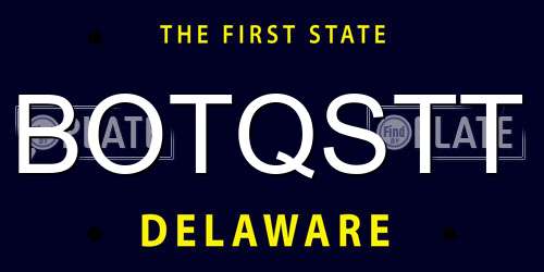 BOTQSTT Delaware License Plate