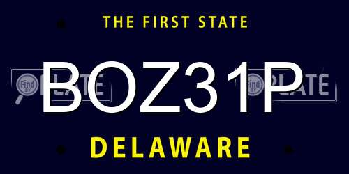 BOZ31P Delaware License Plate