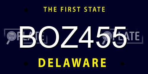 BOZ455 Delaware License Plate