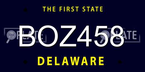 BOZ458 Delaware License Plate