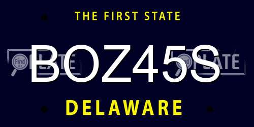 BOZ45S Delaware License Plate