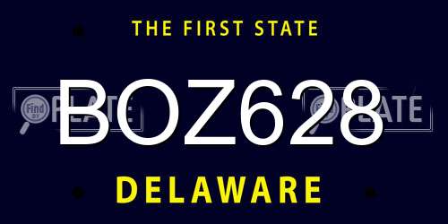 BOZ628 Delaware License Plate