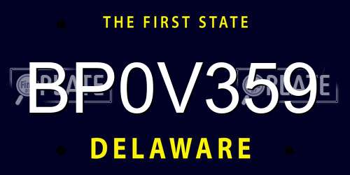BP0V359 Delaware License Plate