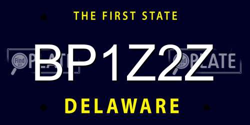 BP1Z2Z Delaware License Plate