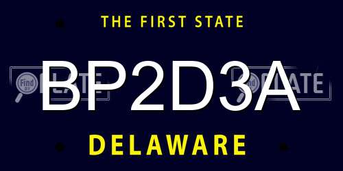 BP2D3A Delaware License Plate
