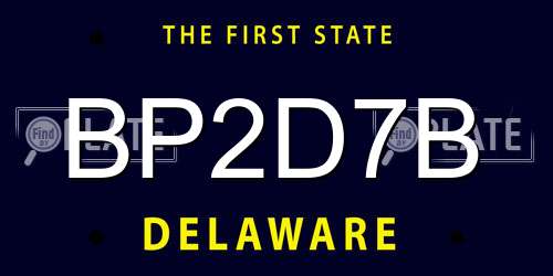 BP2D7B Delaware License Plate