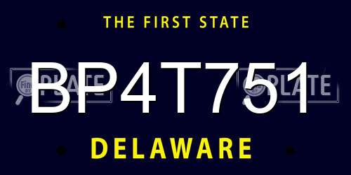 BP4T751 Delaware License Plate