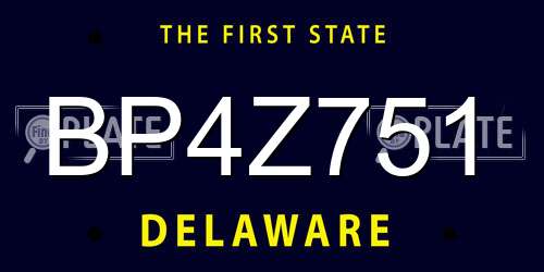 BP4Z751 Delaware License Plate