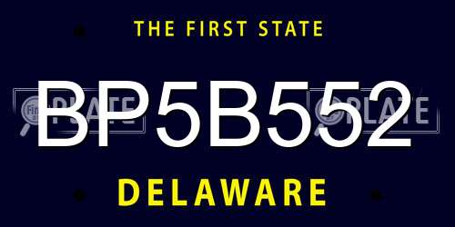 BP5B552 Delaware License Plate