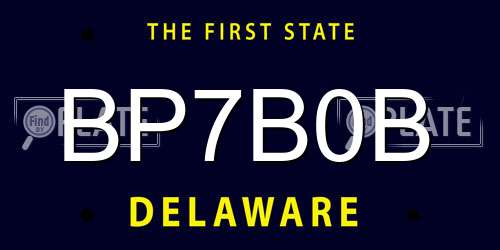 BP7B0B Delaware License Plate
