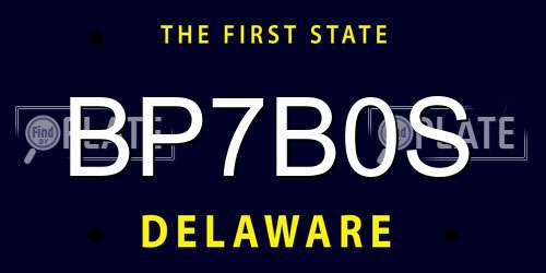 BP7B0S Delaware License Plate