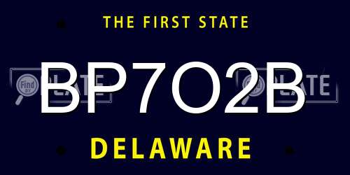 BP7O2B Delaware License Plate