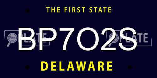 BP7O2S Delaware License Plate