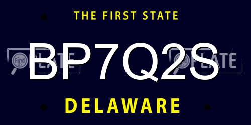 BP7Q2S Delaware License Plate