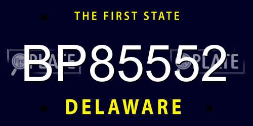 BP85552 Delaware License Plate