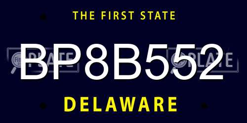 BP8B552 Delaware License Plate