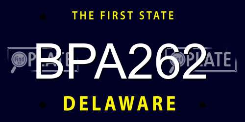 BPA262 Delaware License Plate