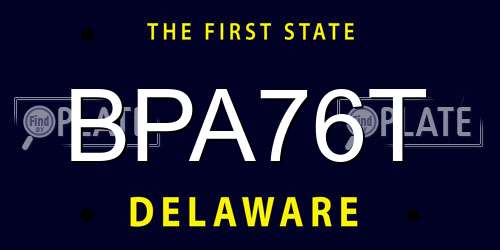 BPA76T Delaware License Plate