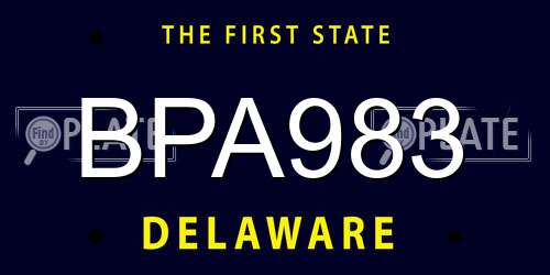 BPA983 Delaware License Plate