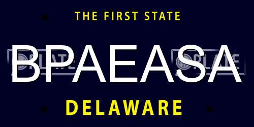 BPAEASA Delaware License Plate