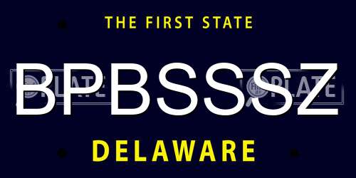 BPBSSSZ Delaware License Plate