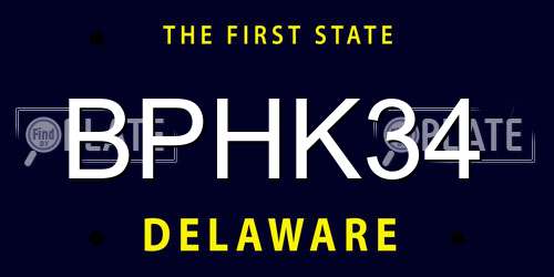 BPHK34 Delaware License Plate