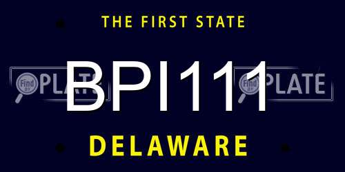 BPI111 Delaware License Plate