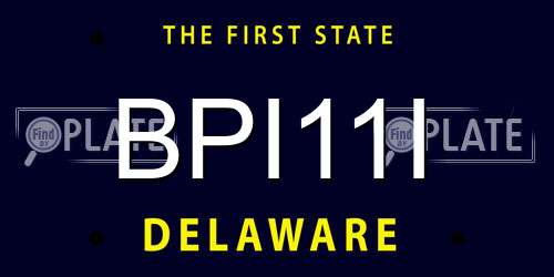 BPI11I Delaware License Plate