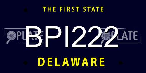 BPI222 Delaware License Plate