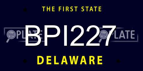 BPI227 Delaware License Plate