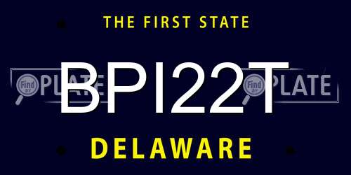 BPI22T Delaware License Plate