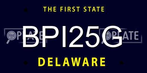 BPI25G Delaware License Plate