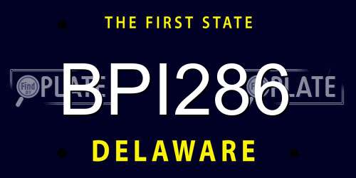 BPI286 Delaware License Plate