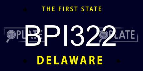 BPI322 Delaware License Plate