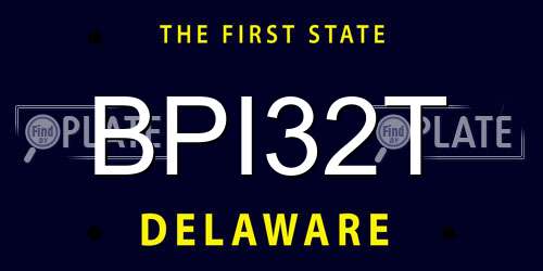 BPI32T Delaware License Plate