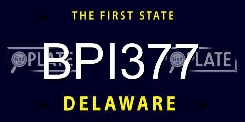 BPI377 Delaware License Plate