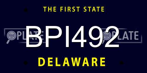 BPI492 Delaware License Plate