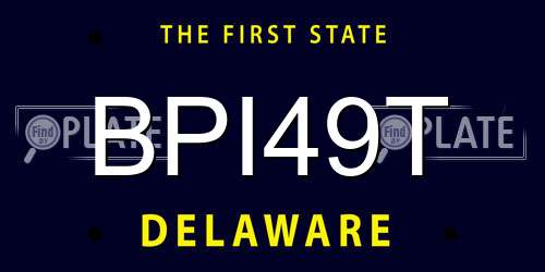 BPI49T Delaware License Plate